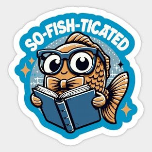 Funny So-fish-ticated Reading Fish Boys Girls Kids Sticker